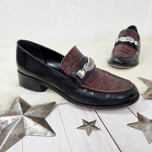 Vintage Brighton Sofia Women Loafers Shoes black Size 9 Leather Made in Italy